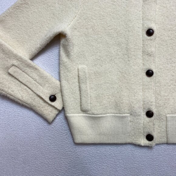 Banana Republic Cardigan Womens M Ivory Wool Blend Collared Sweater - Picture 4 of 10